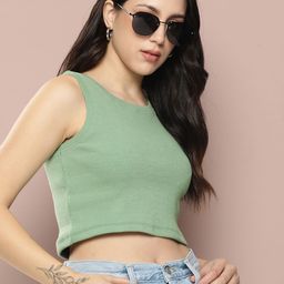 Harvard Women Solid Slim Fit Crop T-shirt-image-75