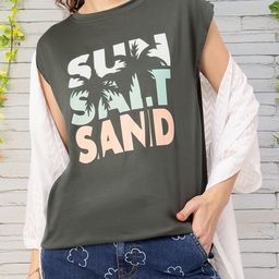 DressBerry Beachy Vibes Printed Extended Sleeves Tee-image-1