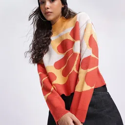 glitchez Floral Muse Drop-Shoulder Sleeve High Neck Pullover-image-94