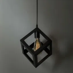 Homesake Black Metallic Cube 6" Hanging Lamp - Set of 1 (Bulb not included)-9