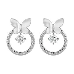 EMORI 14k (585) White Gold Radiant Butterfly Diamond Earrings for Women-image-9