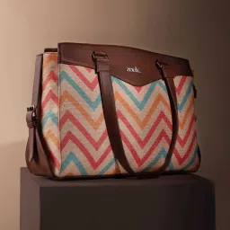 Zouk Wave Beach Multicolor Jute Printed Tote Handbag image 1
