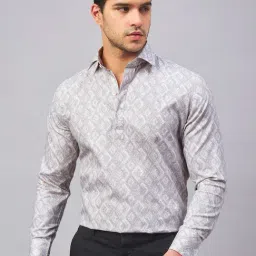Louis Stitch Brown Cotton Regular Fit Printed Shirt-image-8