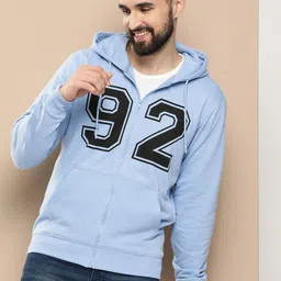 HERE&NOW Typography Printed Hooded Front-Open Sweatshirt-image-97