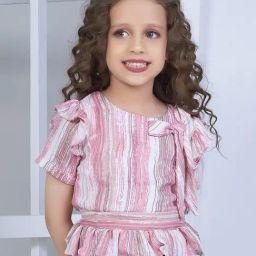 Peppermint Kids Peach & White Striped Top-image-81
