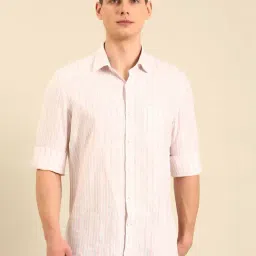 Linen Club Pink Linen Slim Fit Casual Shirt-picture-22