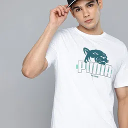 Puma Brand Logo Printed Pure Cotton T-shirt-image-81