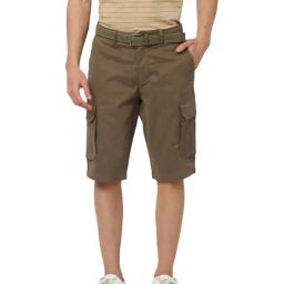 Celio Brown Cotton Straight Fit Cargo Shorts-image-19