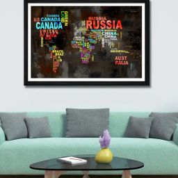 999store Brown & Red Word Map Canvas Painting-image-13