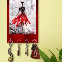 999Store Red & Grey MDF  Key Holder - Set of 1-0