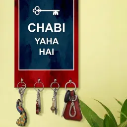 999Store Red & Navy Blue MDF  Key Holder - Set of 1-48