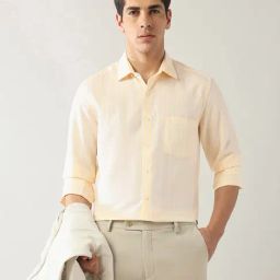 Arrow Yellow Cotton Slim Fit Stripes Formal Shirt-image-69