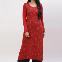 Rangriti Red Printed Straight Kurta-image-75
