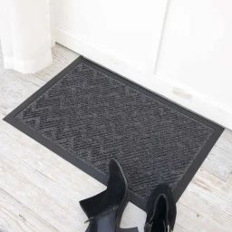 Ariana Dark Grey Microfibre Double Happy Feet Outdoor Door Mat - Set of 2-image-91
