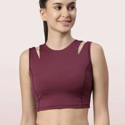 Enamor Maroon Round Neck Sports Bra-image-35
