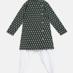 Lil Tomatoes Kids Black & White Cotton Printed Kurta Sets-image-36