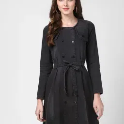StyleStone Black Regular Fit A Line Dress-image-15