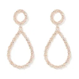 Forever New Desi Textured Rose Gold Alloy Dangler Earrings-image-35