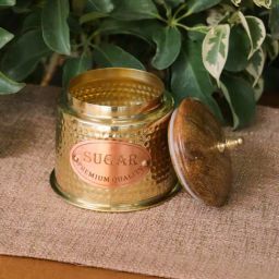 Ambi Hammered Gold Brass Storage container- Set of 2-image-7