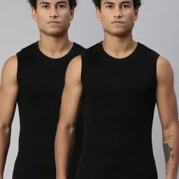 Levi's Black Cotton Regular Fit Vest - Pack Of 2-picture-23