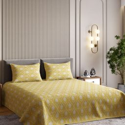 haus & kinder Royal Saga Yellow Ethnic Motifs Cotton 186TC King Bedsheet Set-2.75mx2.75m-image-65