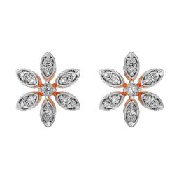EMORI 14k (585) Rose Gold Glamorous Diamond Dangle Earrings for Women-image-74