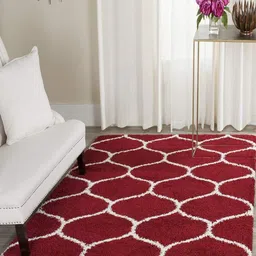 Banchmark Home Furnishings Red Ethnic Motifs Anti-Skid Polypropylene Carpet-37