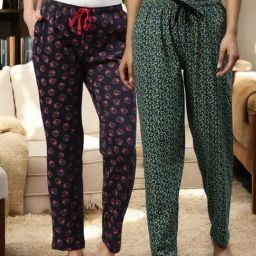 Kryptic Green & Navy Printed Pure Cotton Elasticated Waist Band Regular Fit Pyjamas - Pack of 2-picture-45