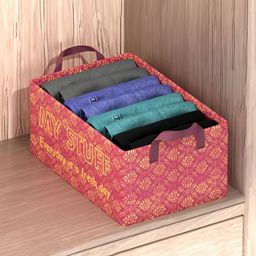 Aura Maroon and Yellow Printed Collapsible Foldable 7-Compartments Jewellery Organiser-54