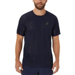 Asics Navy Regular Fit Self Pattern Sports T-Shirt-image-33
