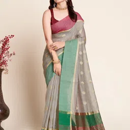 AMRUTKALA SAREES Ethnic Motifs Zari Saree With Blouse Piece-27