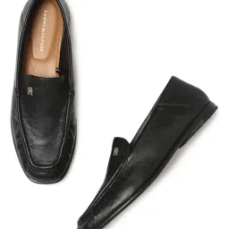 TOMMY HILFIGER Black Genuine Leather Women Loafers-image-89