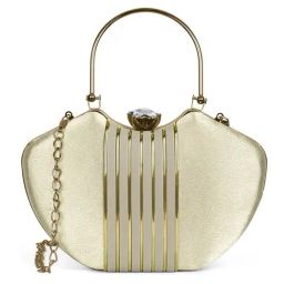 Lavie LIP GLD Gold Metallic Striped Medium Clutch-image-32