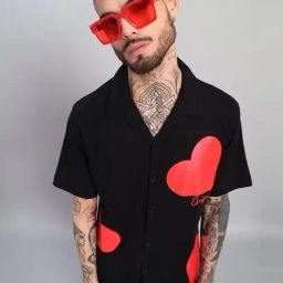 Griffel Black Cotton Loose Fit Printed T-Shirt-image-24