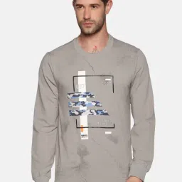 SHOWOFF Grey Cotton Slim Fit Printed Sweatshirt-image-65