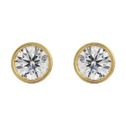 EMORI 14k (585) Yellow Gold 1 CT Classic Bezel Solitaire Studs for Women-image-48