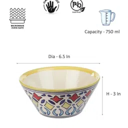 VarEesha Rangriti Red & Yellow Ceramic Serving Bowls (750 ml) - Set of 2 image 5