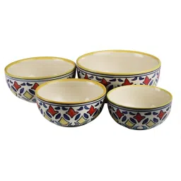 VarEesha Rangriti Red & Yellow Ceramic Serving Bowls (1000 ml, 750 ml, 500 ml, 350 ml) - Set of 4 image 2