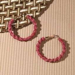 Accessorize London Women's Pink Twist Thread Hoop Earrings-image-99