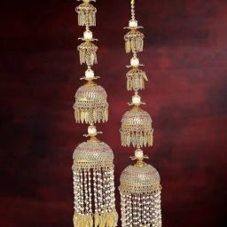 Panash Gold Plated CZ Stone Studded Pearl Bridal Layered Kaleera Set Pack of 2-5