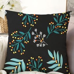 IVAZA Black & Yellow Floral Square Cushion Covers-image-78
