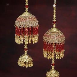Panash Gold Plated & Red Beads Bridal Kaleera Set Pack of 2-1