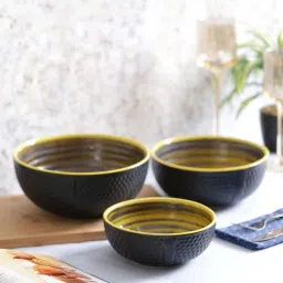 VarEesha Navy Ceramic Serving Bowls (1000 ml, 700 ml, 500 ml) - Set of 3 image 1