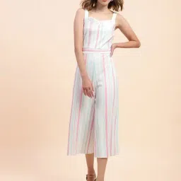 Camla White & Pink Polyester Blend Striped Jumpsuit-image-19
