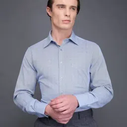 Daniel Hechter Navy Cotton Regular Fit Solid Formal Shirt-image-76