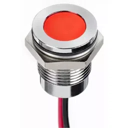 RS PRO Red Panel Mount Indicator 24V DC, Mounting Hole Size 14 mm, Termination Type Lead Wires, IP Rating IP67, Model No 1302259-17