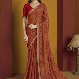 Panzora Geometric Print Poly Chiffon Saree-image-78