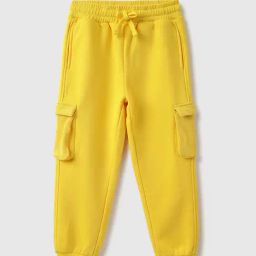 United Colors of Benetton Boys Yellow Cotton Blend Solid Track Pants-image-65
