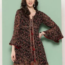 Nayam by Lakshita Black Georgette Printed Kurti-picture-41
