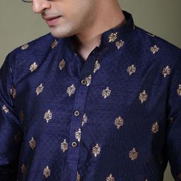 DEVOILER Men Ethnic Motifs Embroidered Thread Work Jacquard Kurta-image-68